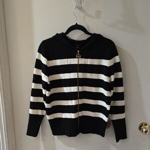 Marc New York Black and White Zip-Up Sweater